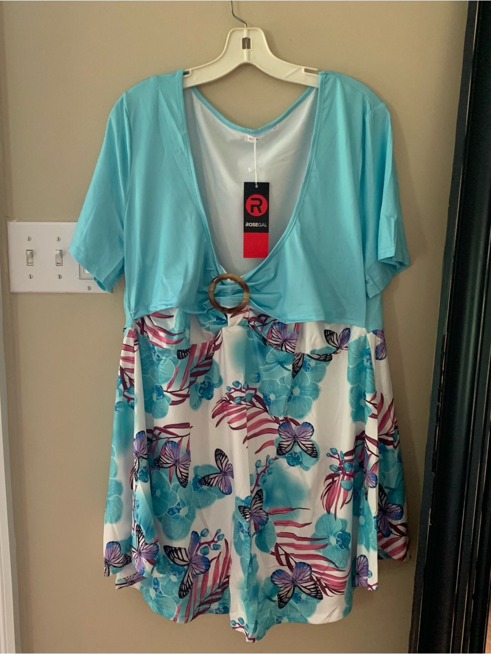 Rosegal Plus Size Flowy Butterfly Top Women’s 3X Blue Faux Tank